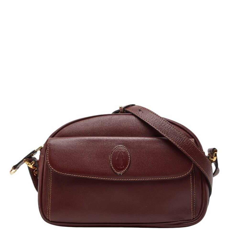 Cartier Must Line Shoulder Bag, Wine Red/Bordeaux Leather, Women's.